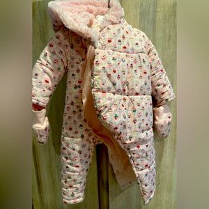 KENZO Baby Pink Cupcake Print Snowsuit w Mittens  SZ: 12 months